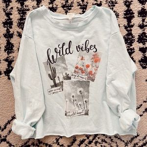 Turquoise cropped graphic sweatshirt @sheisbtq NEW